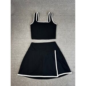 YPB Abercrombie Set Womens XS Black sculptLUX Tennis Skort and Crop Tank Active